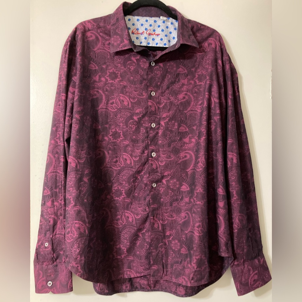 Robert Graham Button Down Long Sleeve  Collared Shirt Cotton Paisley 2XL